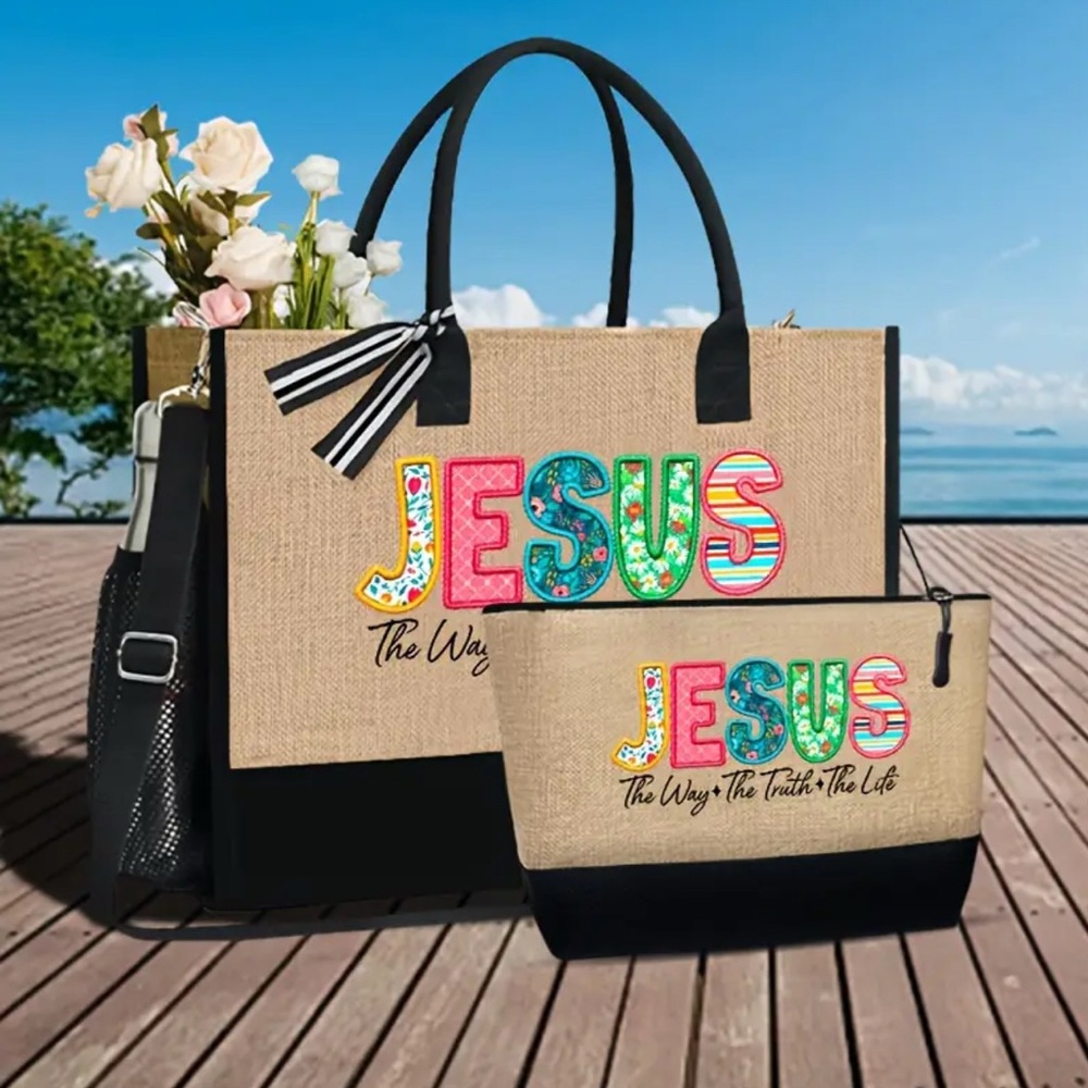 Tote Bag Stylish Beige and Black